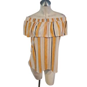 3/$25 LC Lauren Conrad Size M Striped Off-Shoulder Women's Top